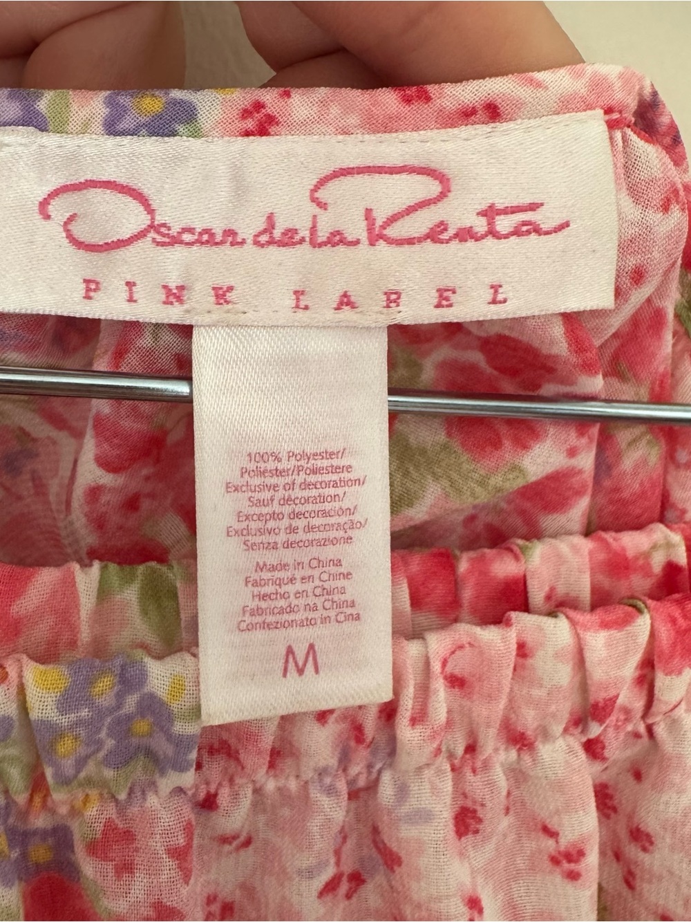 oscar de la renta pink floral pajama set - Picture 4 of 4